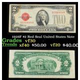 1928F $2 Red Seal United States Note Grades vf++
