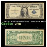 1935G No Motto $1 Blue Seal Silver Certificate Gra