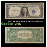 1957 $1 Blue Seal Silver Certificate Grades vf+