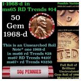 BU Shotgun Lincoln 1c roll, 1968-d 50 pcs Bank Wra