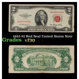 1953 $2 Red Seal United States Note Grades vf++