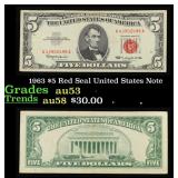 1963 $5 Red Seal United States Note Grades Select