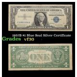 1957B $1 Blue Seal Silver Certificate Grades vf++