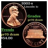 2002-s Proof Lincoln Cent 1c Grades GEM++ Proof De