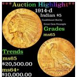 *Highlight* 1914-d Gold Indian Half Eagle $5 GEM U