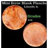Mint Error Blank Planchet Lincoln Cent 1c Grades U