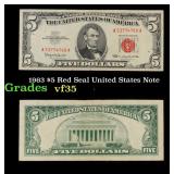 1963 $5 Red Seal United States Note Grades vf++