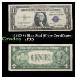1935D $1 Blue Seal Silver Certificate Grades vf++