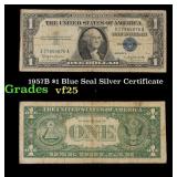 1957B $1 Blue Seal Silver Certificate Grades vf+