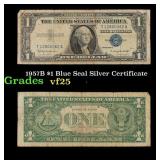 1957B $1 Blue Seal Silver Certificate Grades vf+