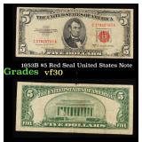 1953B $5 Red Seal United States Note Grades vf++