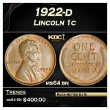 1922-d Lincoln Cent 1c Grades ms64 bn