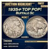 1935-p Buffalo Nickel TOP POP! 5c ms68+ SEGS