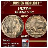 1927-p Buffalo Nickel 5c ms67+ SEGS