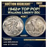 1942-p Walking Liberty Half Dollar TOP POP! 50c ms