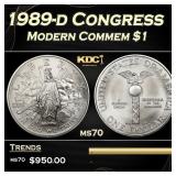 1989-d Congress Modern Commem Dollar $1 ms70 SEGS