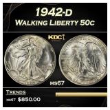 1942-d Walking Liberty Half Dollar 50c Grades ms67