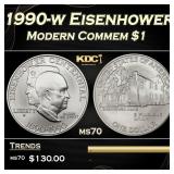 1990-w Eisenhower Modern Commem Dollar $1 ms70 SEG
