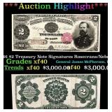 1891 $2 Treasury Note Grades xf Signatures Rosecra