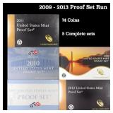 2009-2013 Proof Set Run 74 Coins 5 Complete Sets