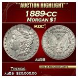 1889-cc Morgan Dollar $1 au58 SEGS