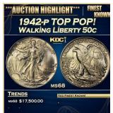 1946-s Walking Liberty Half Dollar Toned TOP POP!