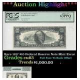 PCGS Rare 1977 $10 Federal Reserve Note Mint Error