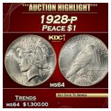 1928-p Peace Dollar $1 ms64 USCG