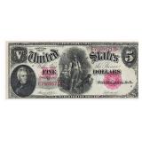 1907 $5 Large Size Legal Tender Note "WoodChopper"