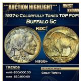 1937-d Buffalo Nickel Colorfully Toned TOP POP! 5c