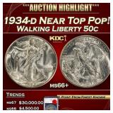 1934-d Walking Liberty Half Dollar Near Top Pop! 5