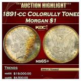 1891-cc Morgan Dollar Colorully Toned $1 ms65+ SEG