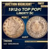 1912-d Liberty Nickel TOP POP! 5c ms67 SEGS