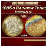 PCGS 1885-o Morgan Dollar Rainbow Toned $1 ms66 PC
