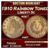 1910 Proof Liberty Nickel Rainbow Toned 5c pr67 SE