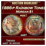 1886-p Morgan Dollar Rainbow Toned $1 ms67 SEGS
