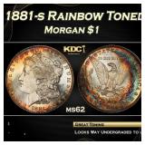 PCGS 1881-s Morgan Dollar Rainbow Toned $1 ms62 PC