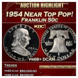 1954 Proof Franklin Half Dollar Near Top Pop! 50c