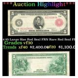 1914 $5 Large Size Red Seal FRN Rare Red Seal Grad