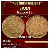 1888 Indian Cent 1c ms65+ rb SEGS