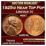 1925-d Lincoln Cent Near Top Pop! 1c ms66 rb SEGS