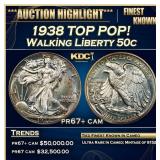 1938 Proof Walking Liberty Half Dollar TOP POP! 50