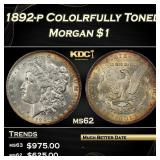1892-p Morgan Dollar Cololrfully Toned $1 Grades m