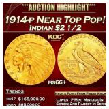 1914-p Gold Indian Quarter Eagle Near Top Pop! $2