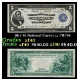 1918 $5 National Currency Grades xf FR-798