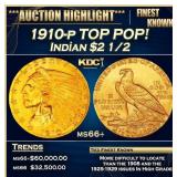 1910-p Gold Indian Quarter Eagle TOP POP! $2 1/2 G