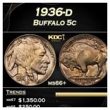 1936-d Buffalo Nickel 5c Grades ms66+