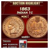 1863 Indian Cent 1c ms65+ SEGS