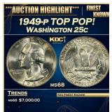 1949-p Washington Quarter TOP POP! 25c ms68 SEGS