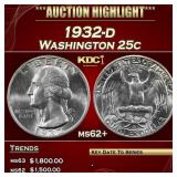 1932-d Washington Quarter 25c ms62+ USCG